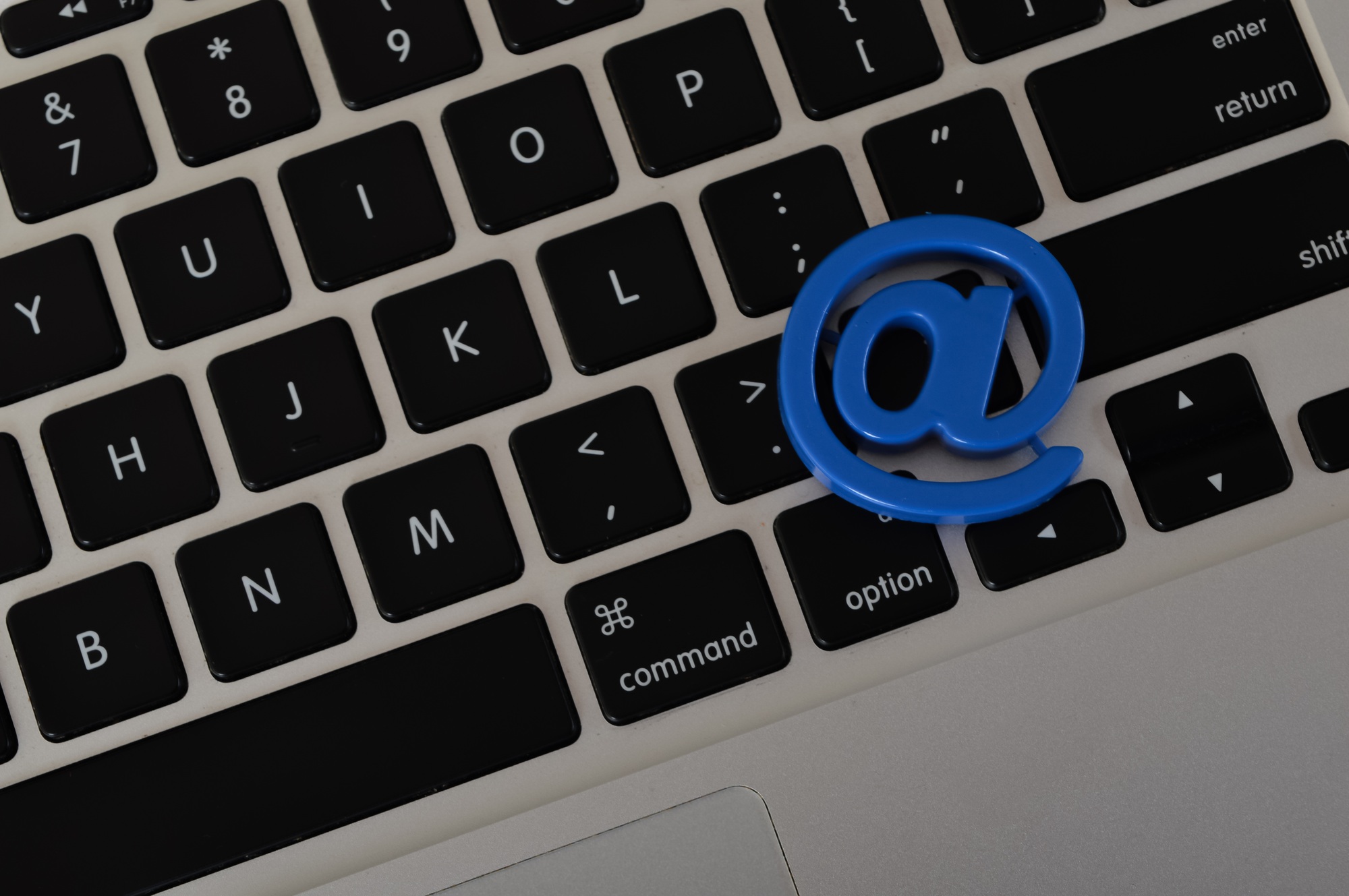 Computer keyboard with email address symbol. Email marketing and internet email communication
